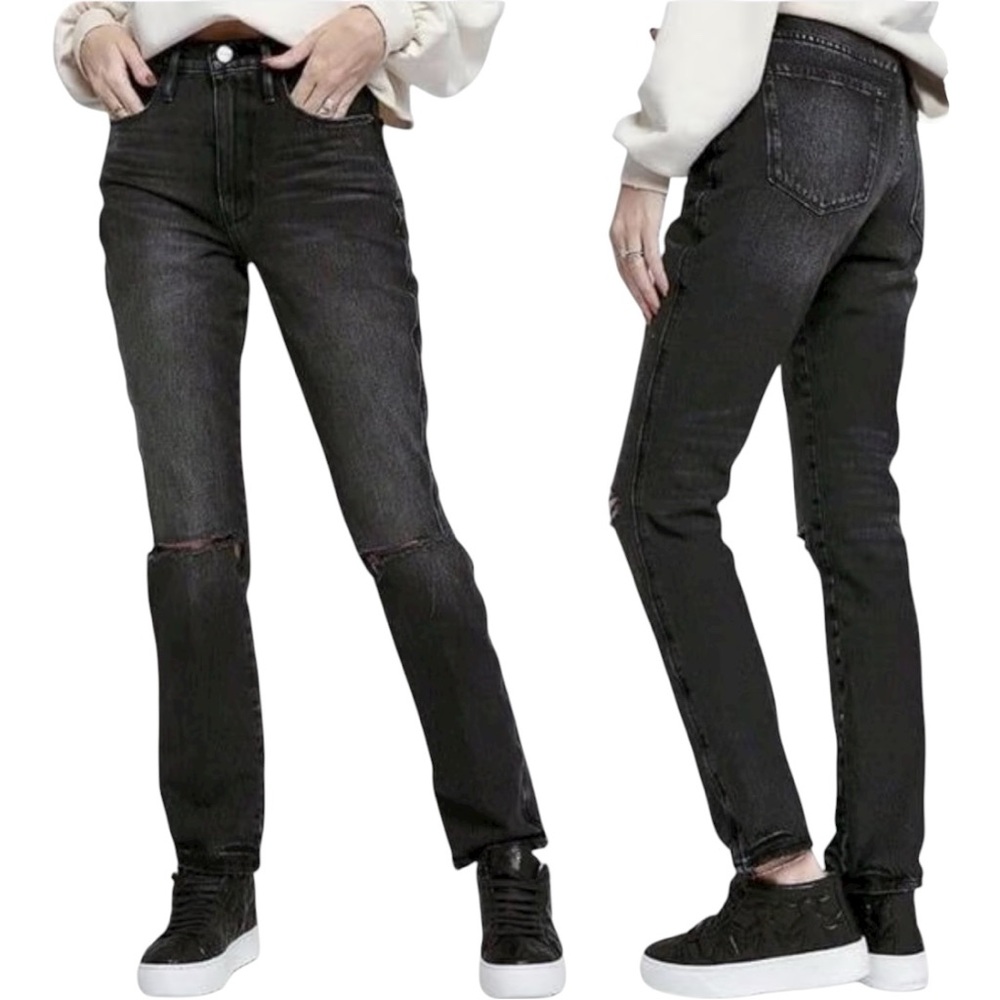 FRAME LE SYLVIE JEANS, SZ-30, BLACK, WILKINSON RIPS, Brand New! - Picture 4 of 16